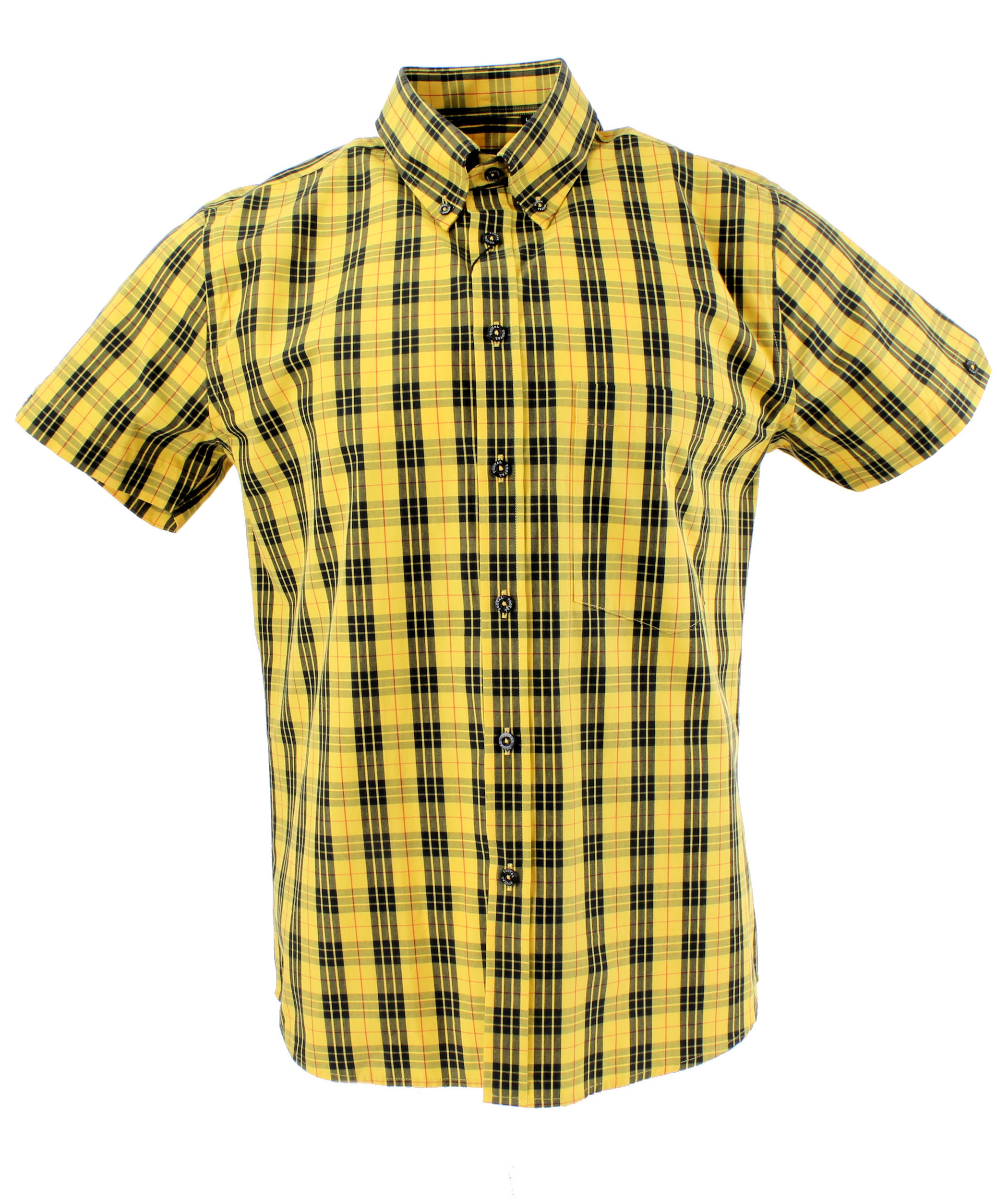 Tootal Slim Fit Gold & Black Check Cotton Shirt | Tootal