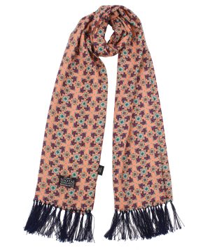 Tootal Salmon Ditsy Floral Fringed Rayon Scarf