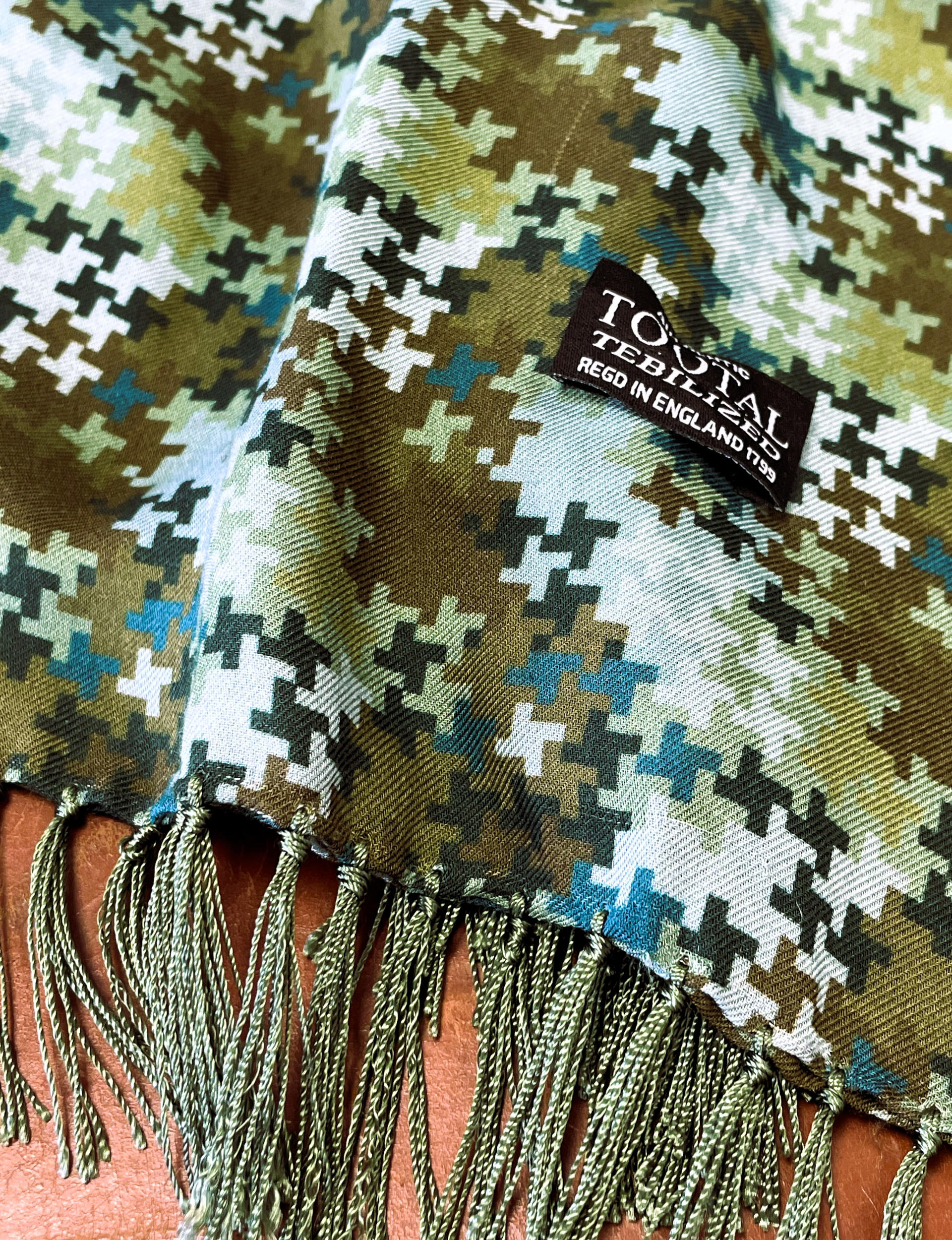Tootal Camo Design Green Rayon Scarf | Tootal
