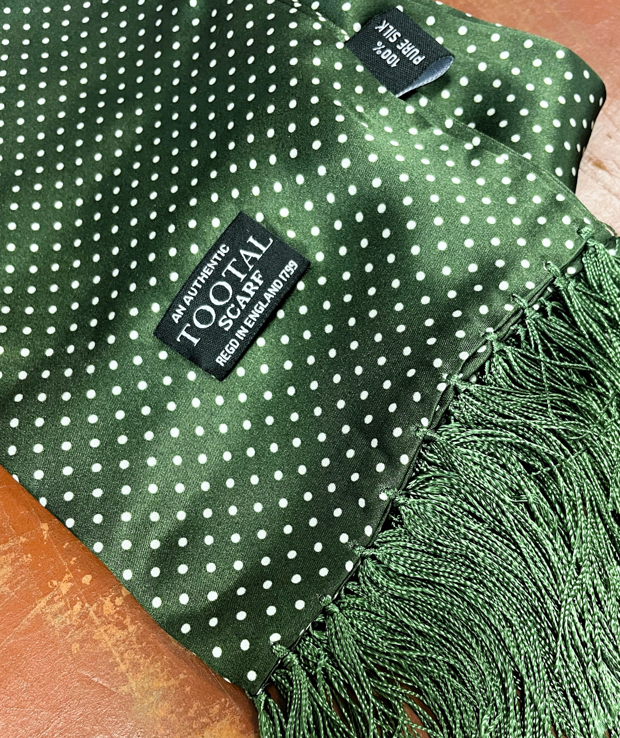 Tootal Vintage Parka Green Polka Dot Silk Scarf | Tootal
