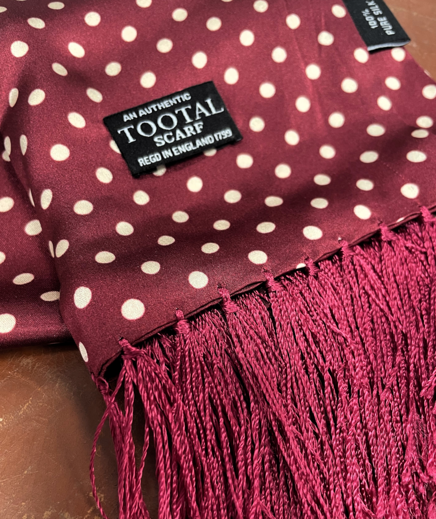 Tootal Wine Polka Dot Print Silk Scarf | Tootal | Vintage Mod Scarf